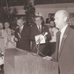 Dr. Kinghorn addresses attendees at the KOHM-FM Gala, May 2nd, 1988.